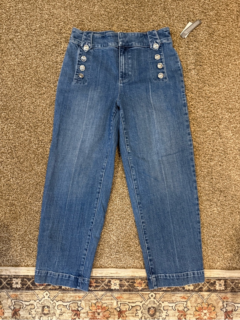 Talbots Medium Blue High-Rise Button-Front Ankle Jeans
